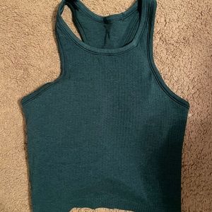 Ebb to Street Cropped Racerback Tank ~ Green Jasper